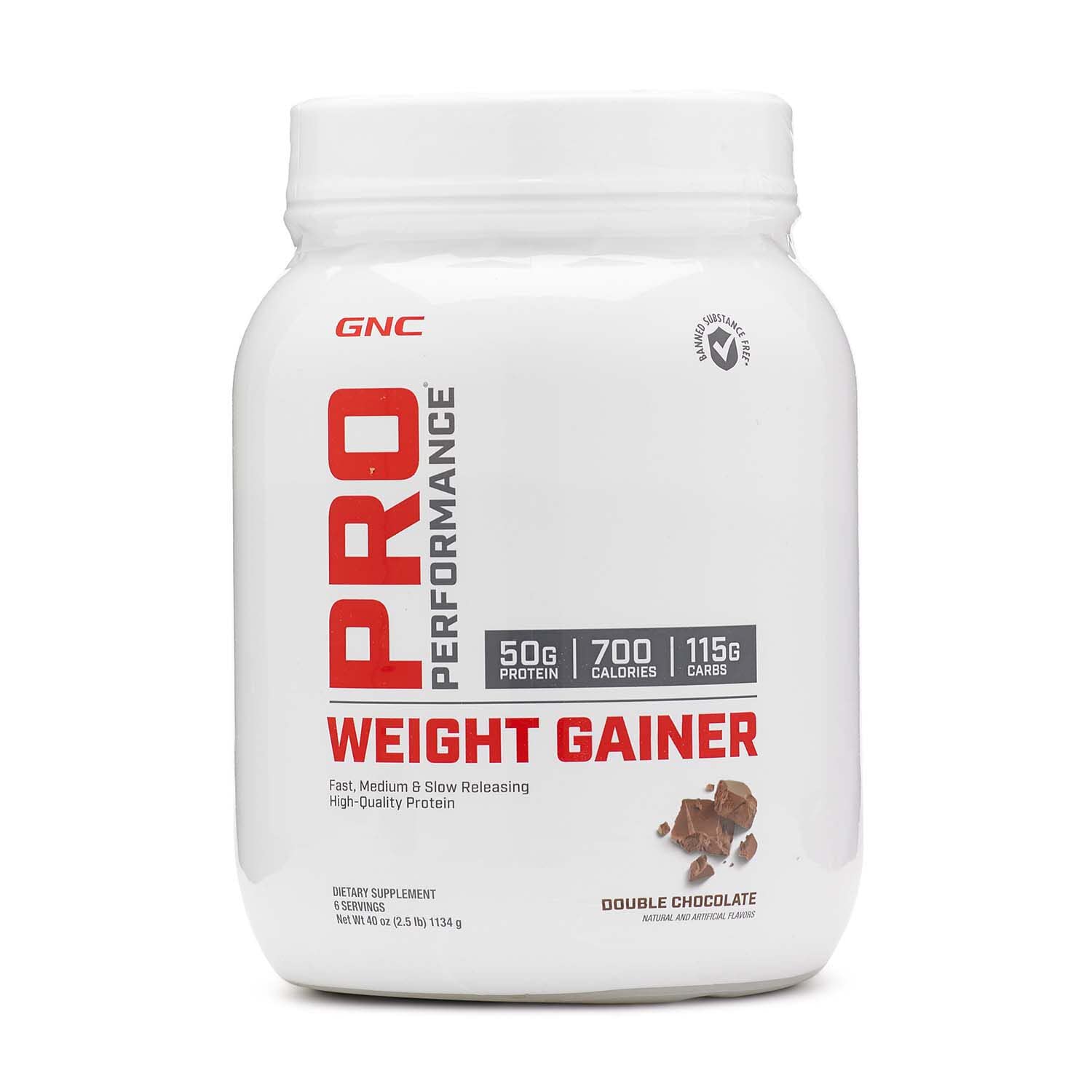 GNC Pro Performance Weight Gainer Protein Powder, 50g Protein, High Calorie, 700 Calories, Supports Mass and Muscle Recovery, MCT, BCAA, 3rd Party Tested, Vanilla Ice Cream, 6 Servings, 2.5 lbs