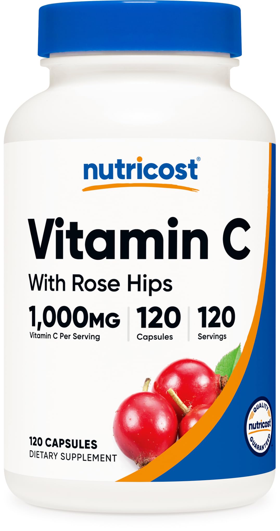 Nutricost Vitamin C with Rose HIPS 1025mg, 240 Capsules - Vitamin C 1,000mg, Rose HIPS 25mg, Premium, Non-GMO, Gluten Free Supplement