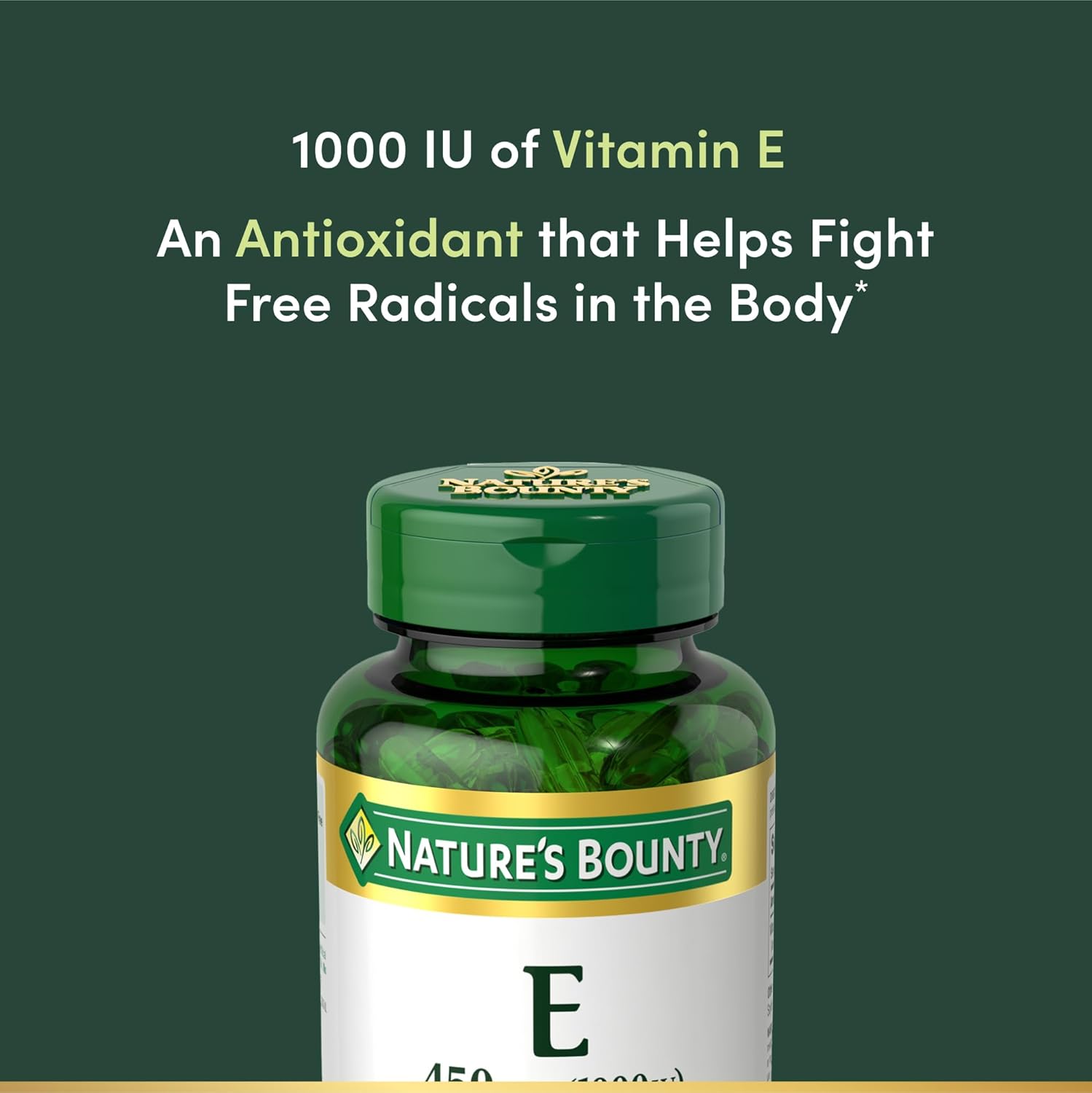Nature's Bounty Vitamin E 1000 IU Softgels, Supports Antioxidant Health & Immune System, 1 Serving per Day, No Gluten, 60 Softgels (Pack of 1)