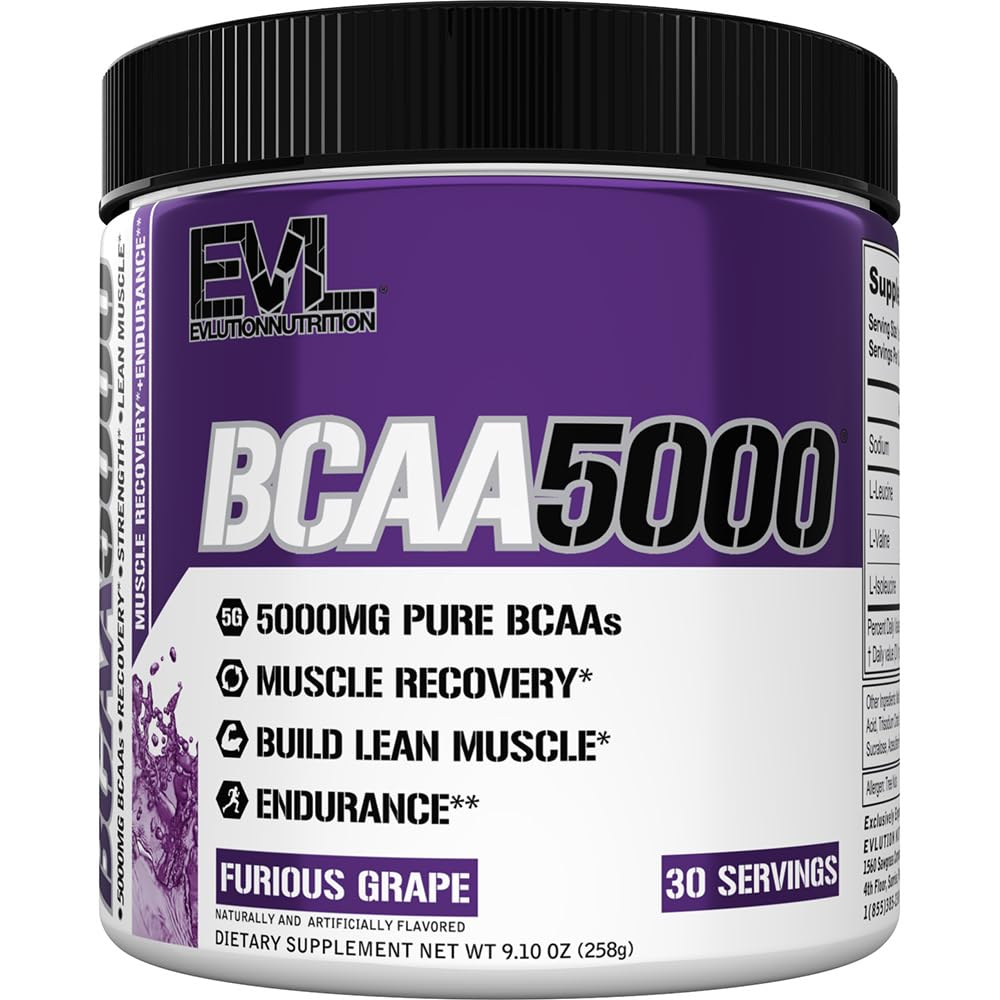 Evlution EVL BCAAs Amino Acids Powder - BCAA Powder Post Workout Recovery Drink and Stim Free Pre Workout Energy - 5g Branched Chain Amino Acids Supplement for Men - Blue Raz