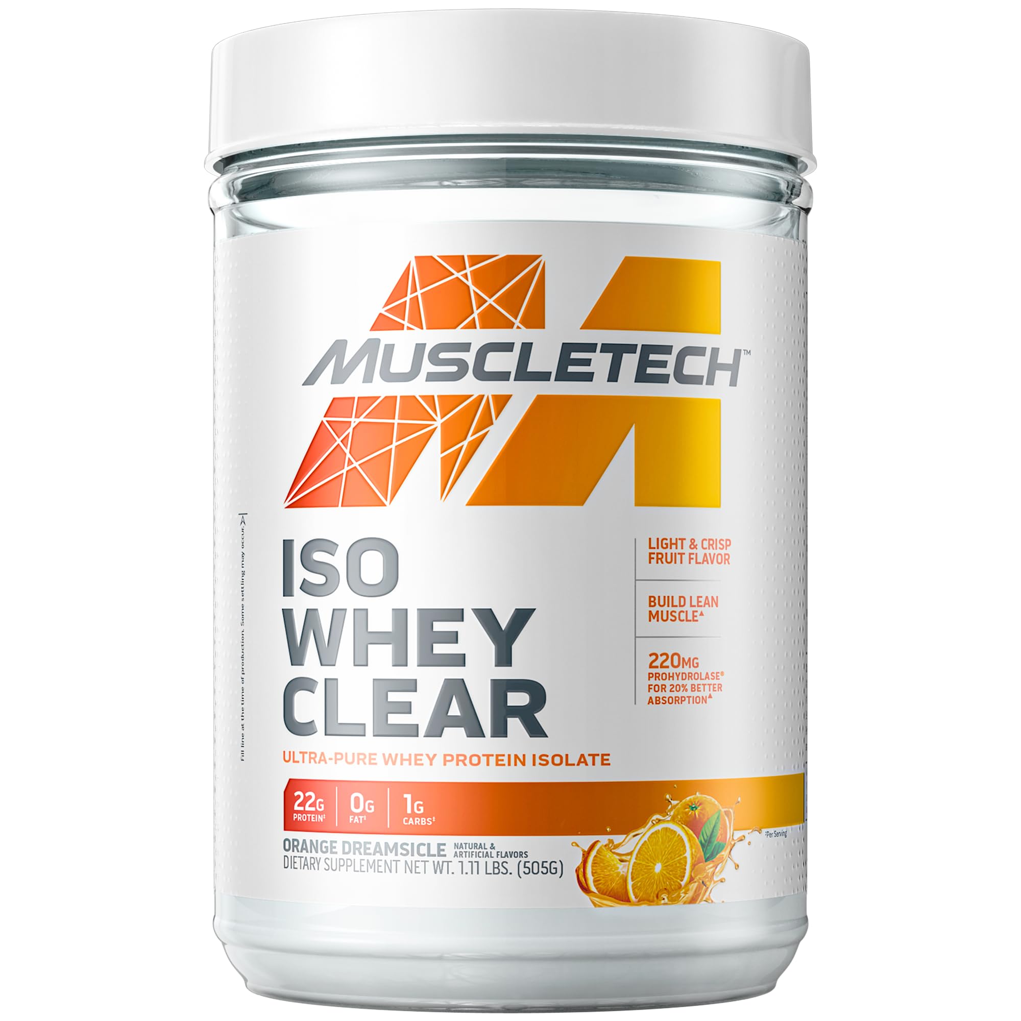 MuscleTech Whey Protein Powder Clear Whey Protein Isolate Whey Isolate Protein Powder for Women & Men Clear Protein Drink 22g of Protein, 90 Calories Lemon Berry Blizzard, 1.1lb(19 Servings)