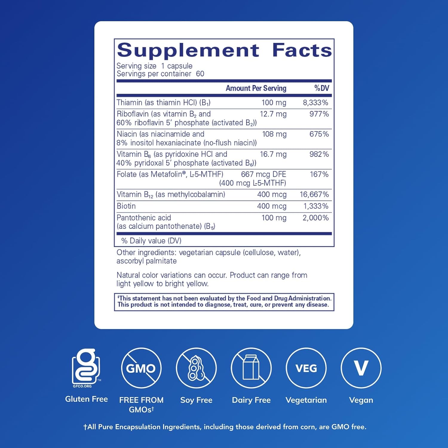 Pure Encapsulations B-Complex Plus - B Vitamins Supplement to Support Neurological Health, Cardiovascular Health, Energy Levels & Nervous System Support* - with Vitamin B12 & More - 60 Capsules