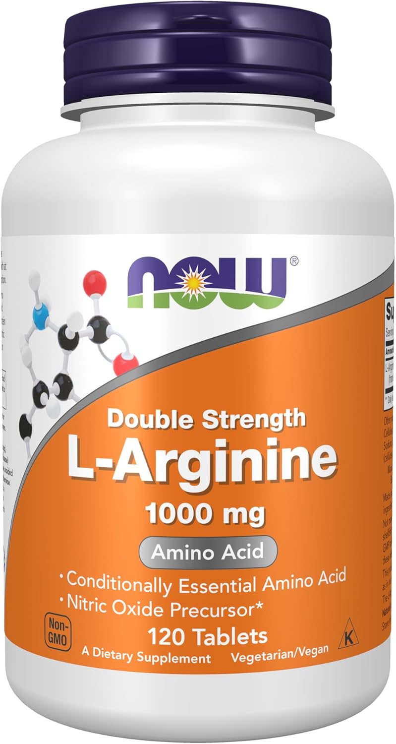 NOW Foods Supplements, L-Arginine 1,000 mg, Nitric Oxide Precursor*, Amino Acid, 120 Tablets