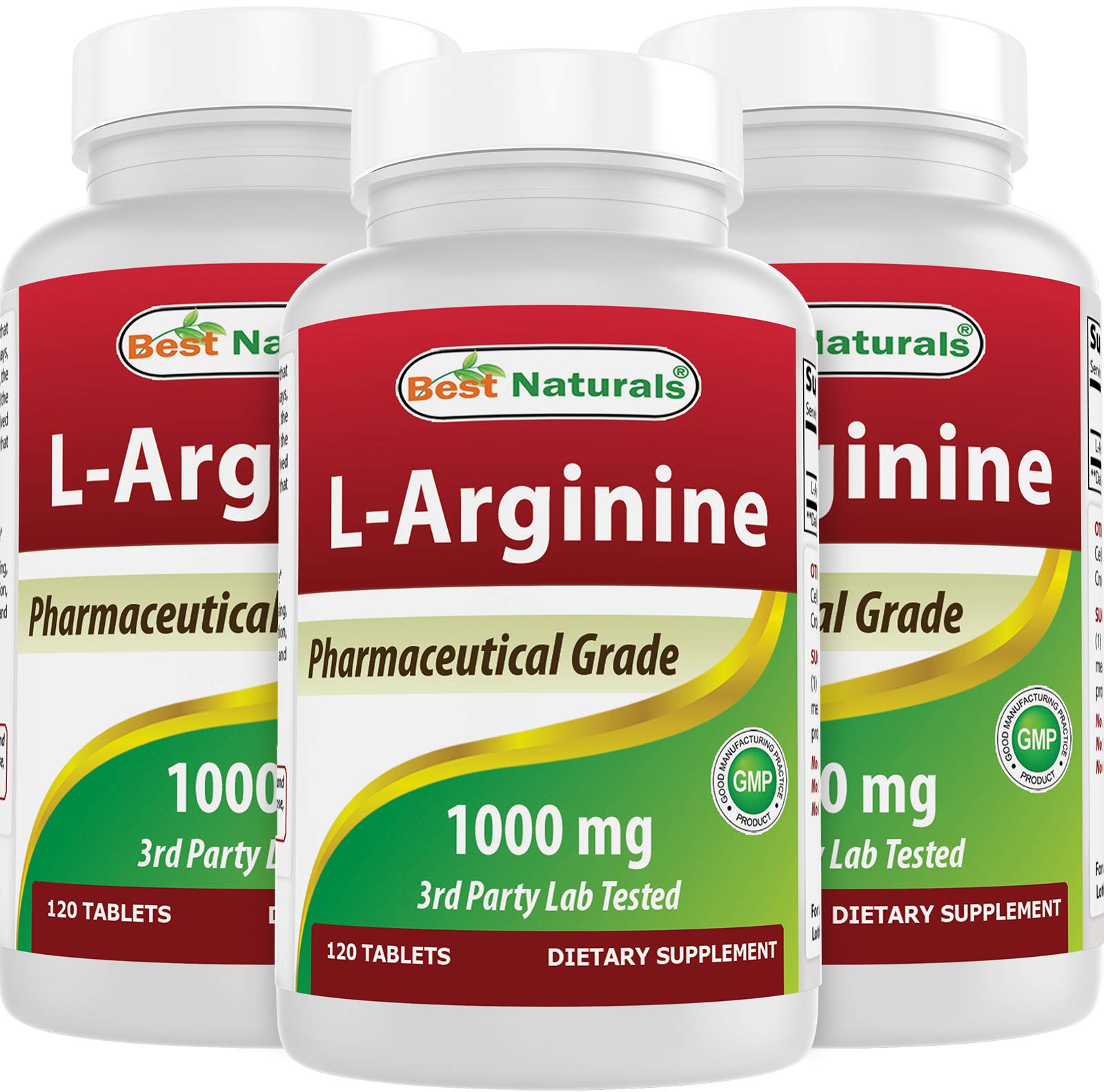 (New Improved Formula) Best Naturals L-Arginine 1000 mg 120 Tablets - Pharmaceutical Grade L Arginine Supplement Promotes Nitric Oxide Synthesis