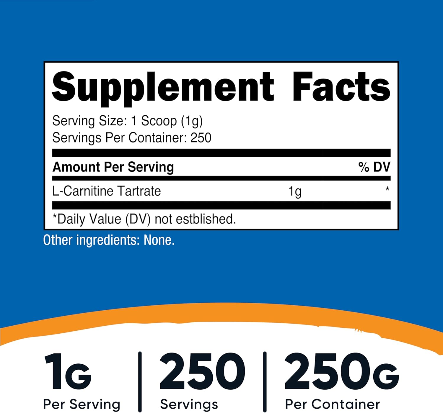 Nutricost L-Carnitine Tartrate Powder (250 Grams) - 1 Gram per Serving, 250 Servings