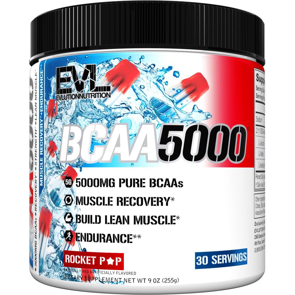 Evlution EVL BCAAs Amino Acids Powder - BCAA Powder Post Workout Recovery Drink and Stim Free Pre Workout Energy - 5g Branched Chain Amino Acids Supplement for Men - Blue Raz