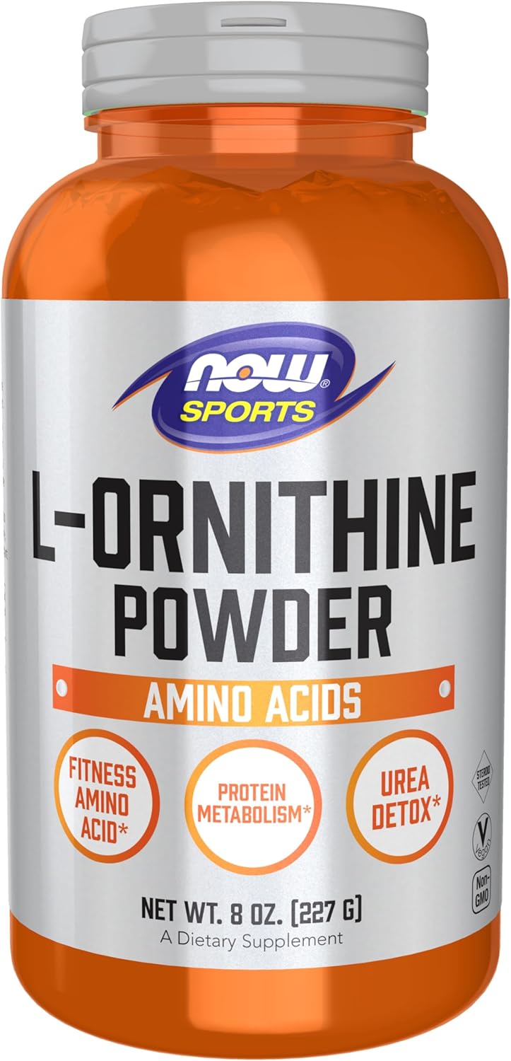 NOW Foods Sports Nutrition, L- Ornithine Powder, Protein Metabolism* and Urea Detox*, Amino Acids, 8-Ounce