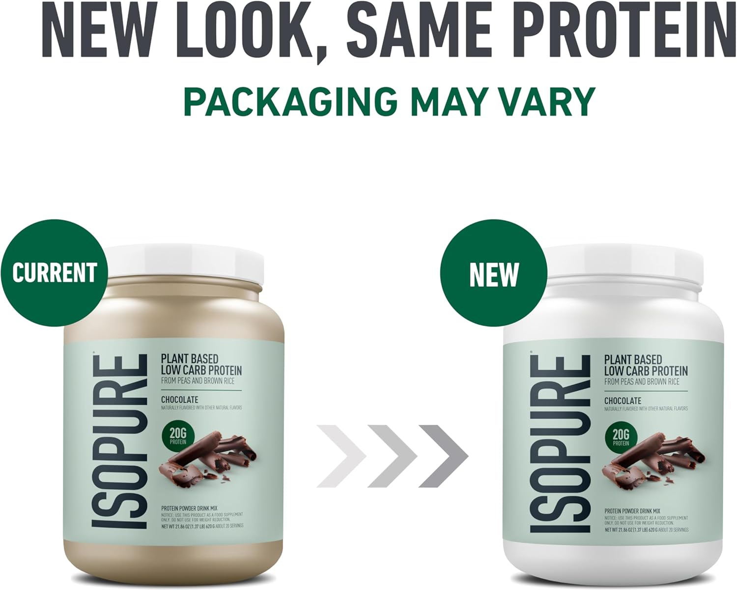 Isopure Plant-Based Protein Powder, Lactose Free, Gluten Free, With Iron, Chocolate, 20g Plant Protein Per Serving, 1.37 Lbs, 20 Servings