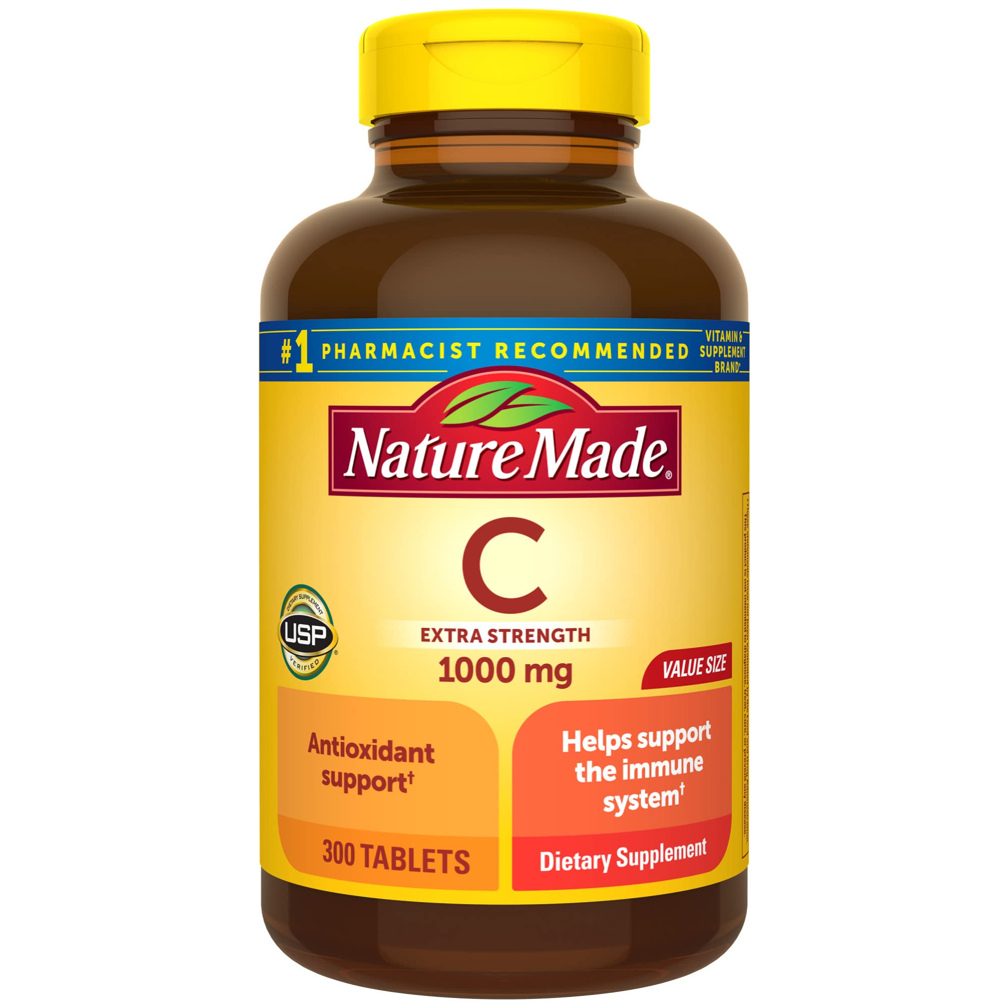 Nature Made Extra Strength Vitamin C 1000 mg, Dietary Supplement for Immune Support, 100 Tablets, 100 Day Supply