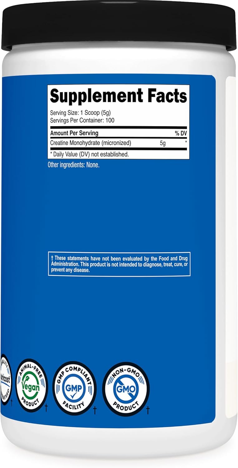 Nutricost Creatine Monohydrate Micronized Powder 500G, 5000mg Per Serv (5g) - 100 Servings, 17.9 Oz