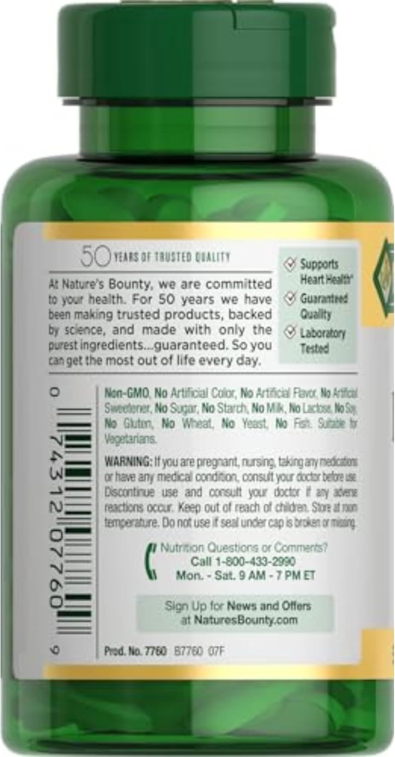 Nature’s Bounty L-Arginine 1000mg for Supporting Blood Flow and Vascular Function – Non-GMO, Gluten Free, 50 Tablets