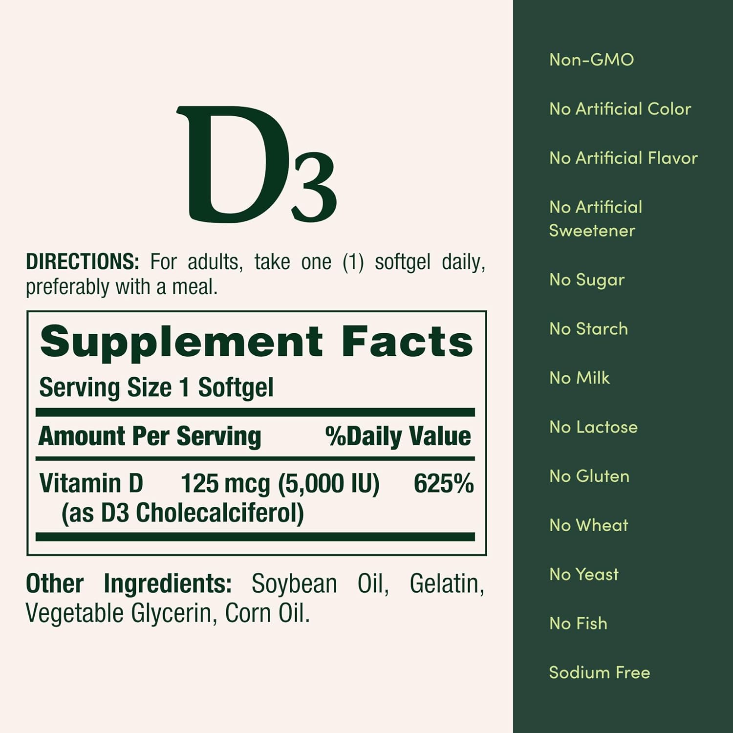 Nature's Bounty Vitamin D3 5000 IU Softgels, Rapid Release, Immune Support, Vitamin D Supplements, 150 Ct
