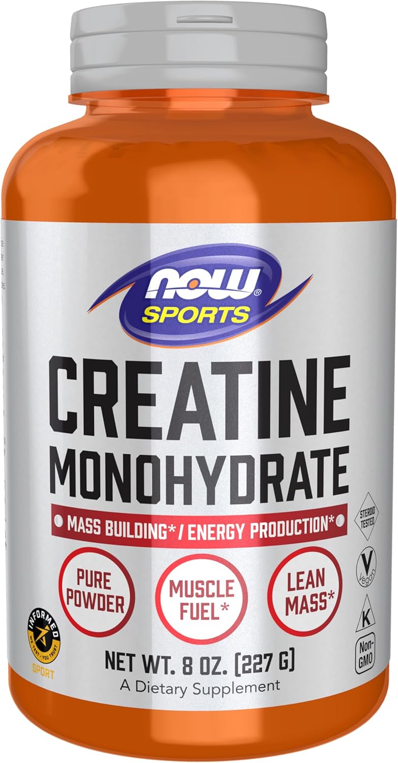 NOW Foods Sports Nutrition, Creatine Monohydrate Powder, Mass Building*/Energy Production*, 8-Ounce
