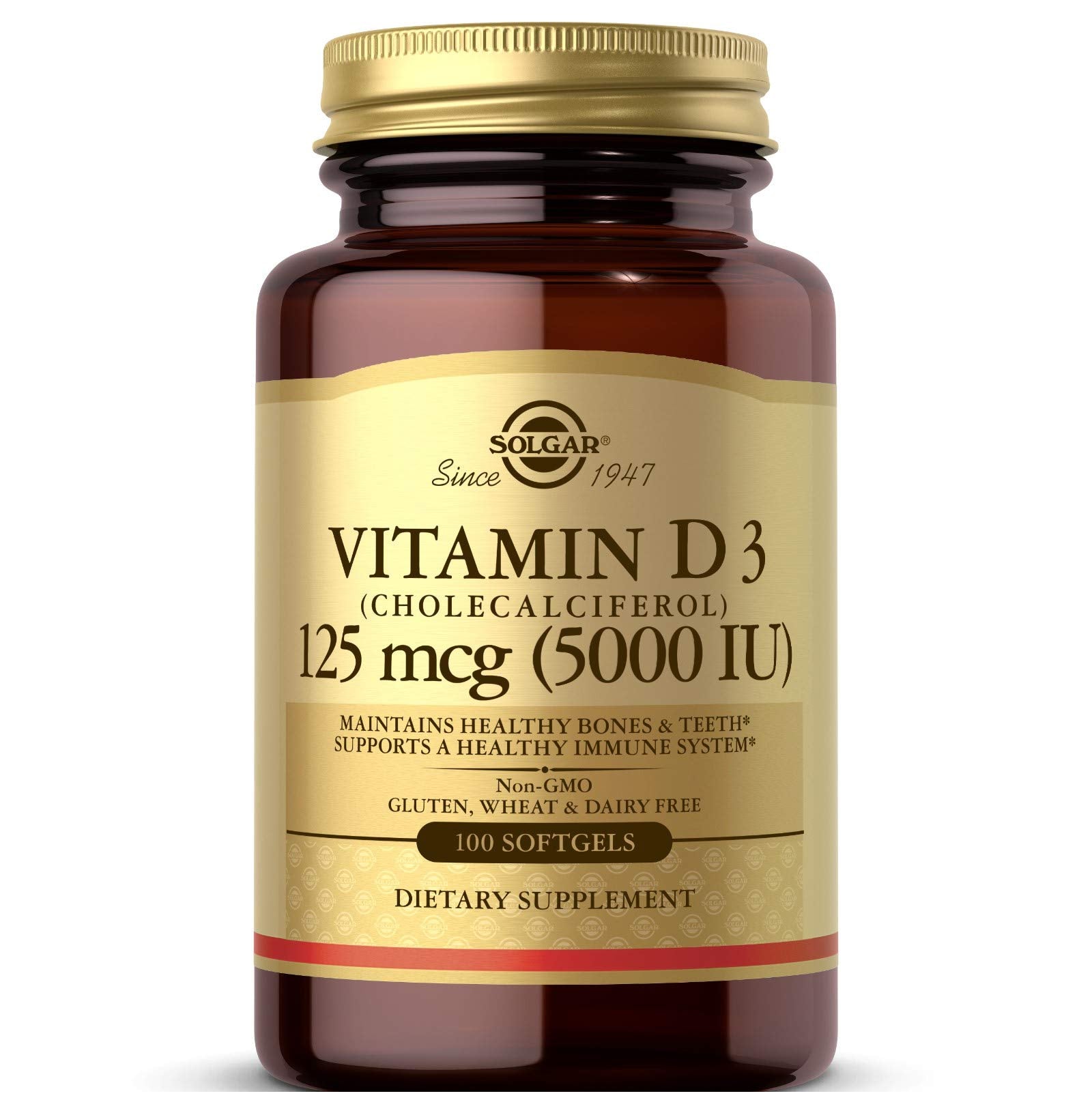 Solgar Vitamin D3 Cholecalciferol 250 MCG 10000 IU Softgels Helps Maintain Healthy Bones Teeth Immune System Support Non-GMO Gluten, Dairy Free Servings, 180 Count