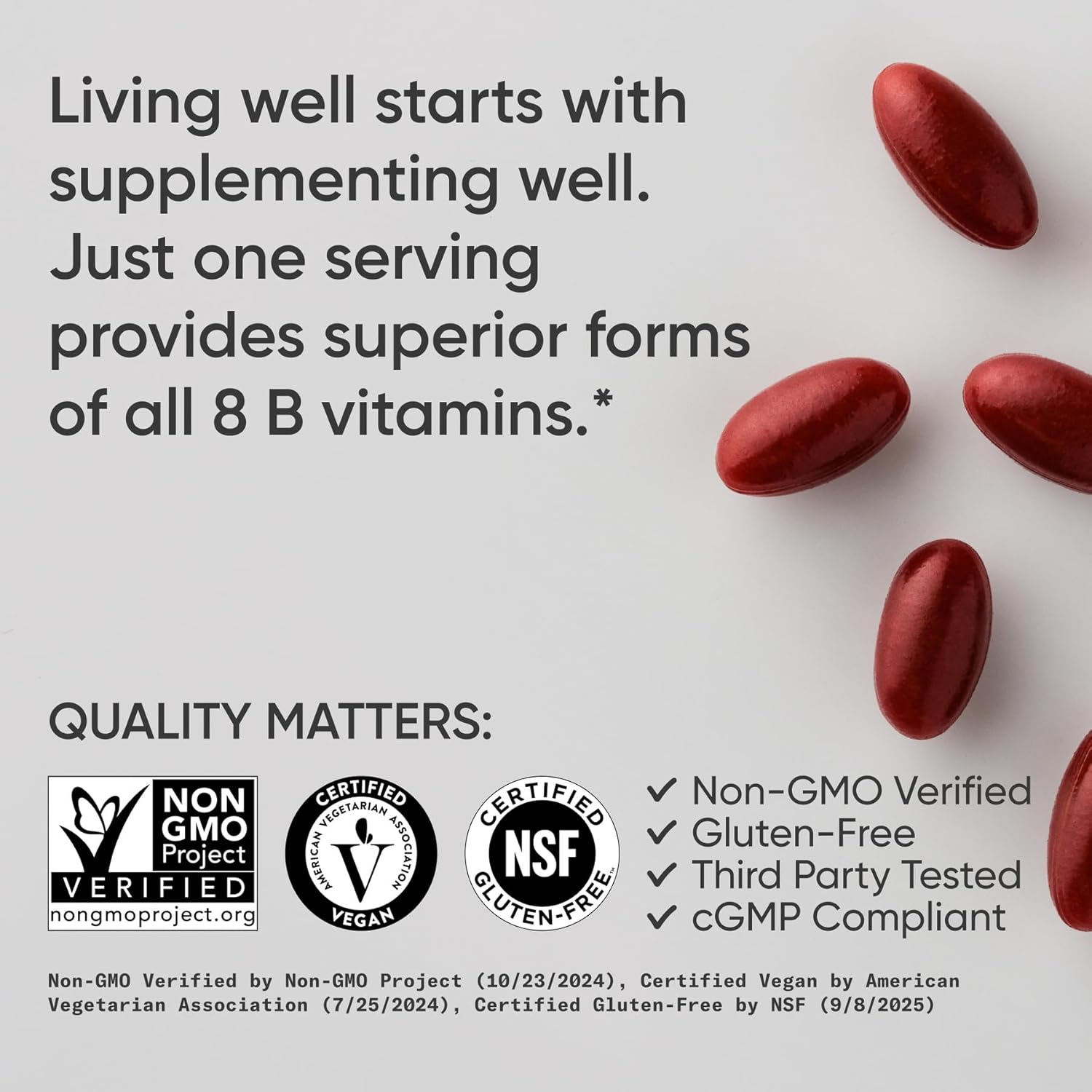 Sports Research® Vitamin B-Complex - Full Spectrum of B Vitamins with Methylated B12 & Folate - Gluten Free · Plant-Based · Non-GMO · Vegan-Friendly Formula - 60 Veggie Softgels