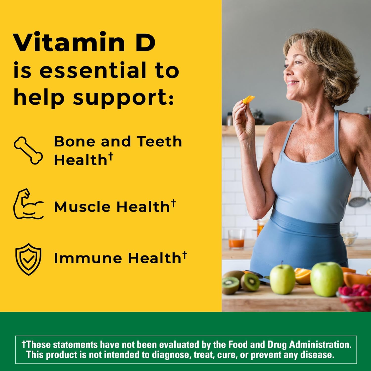 Nature Made Vitamin D3 2000 IU (50 mcg), Vitamin D Supplement for Bone, Teeth, Muscle and Immune Health Support, 250 Softgels, 250 Day Supply