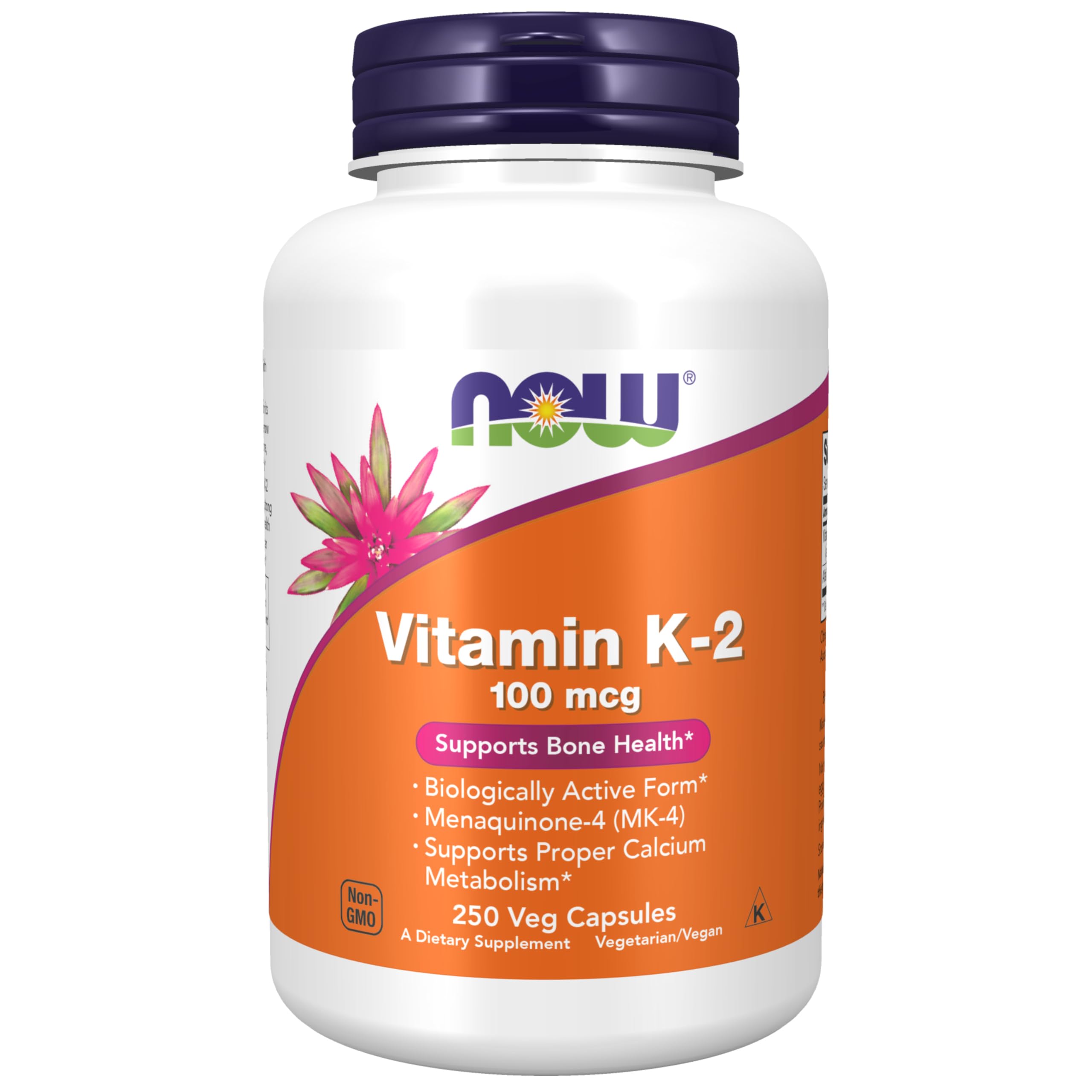NOW Foods Supplements, Vitamin K-2 100 mcg, Menaquinone-4 (MK-4), Supports Bone Health*, 100 Veg Capsules