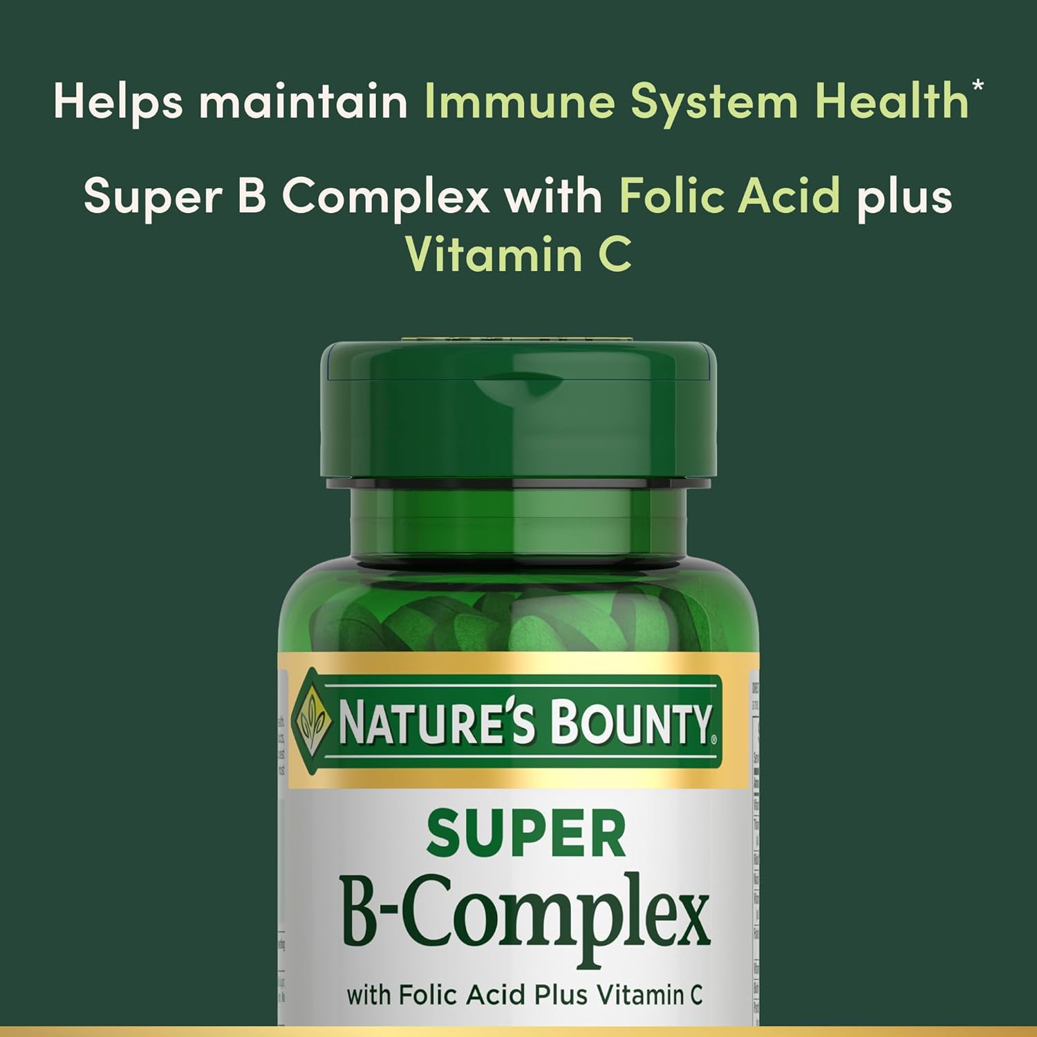 Nature's Bounty Super B Complex Vitamins with Vitamin C & Folic Acid, Vitamins for Immune & Cellular Energy Support, 150 Tablets