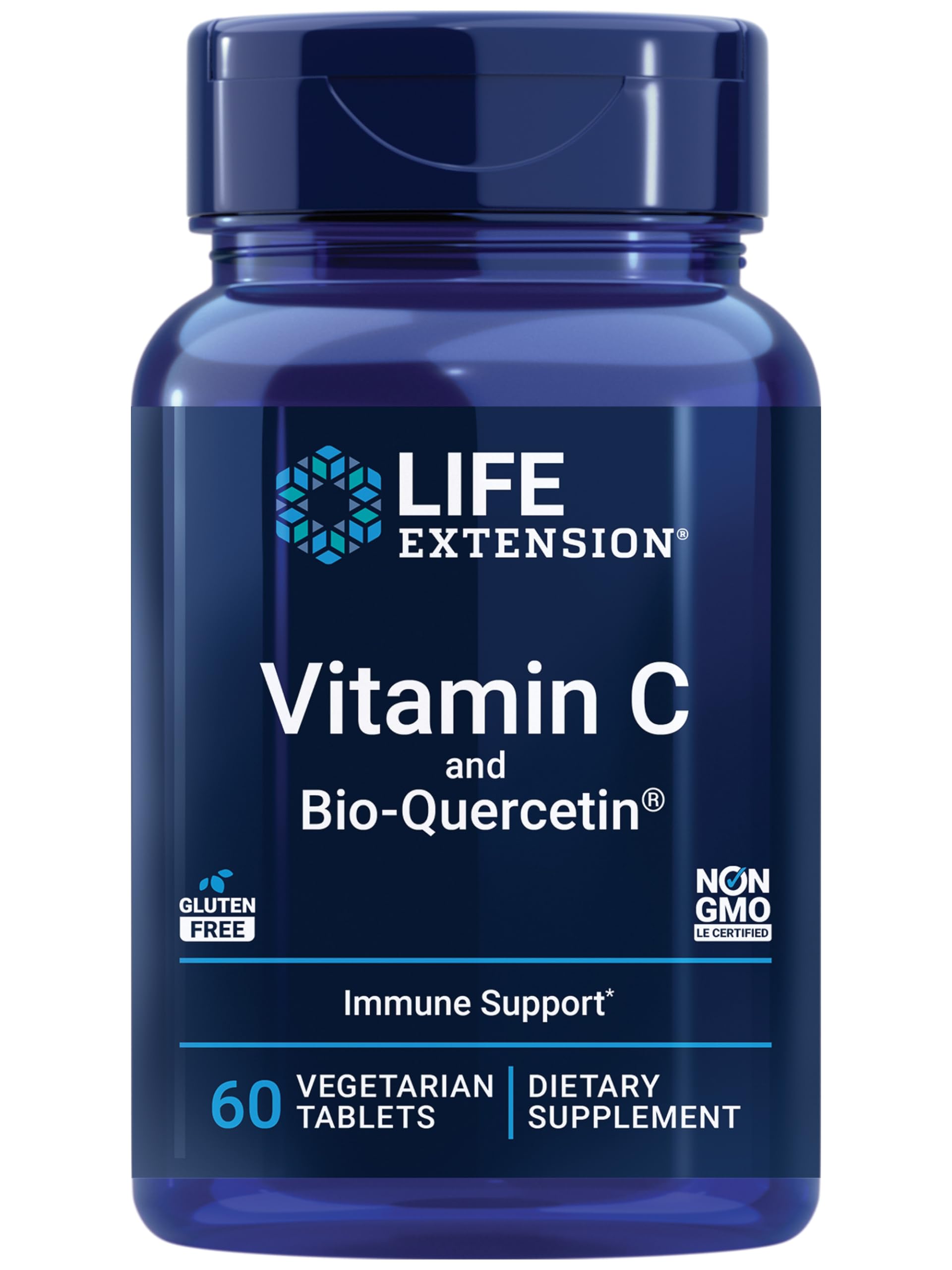 Life Extension Vitamin C and Bio-Quercetin®, Cardiovascular Health Supplement, Immune Support, Highly absorbable, quercetin, Vitamin C, Gluten Free, Non-GMO, Vegetarian, 250 Tablets