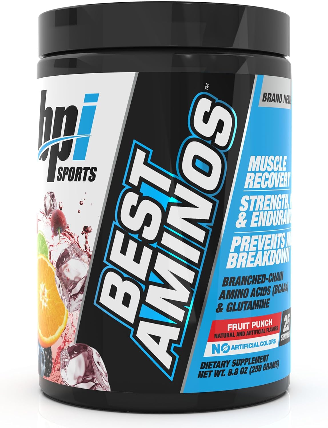 BPI Sports Best Aminos - BCAA Powder Post Workout & Glutamine Recovery Drink with Branched Chain Amino Acids for Hydration & Recovery, for Men & Women - Fruit Punch - 25 Servings