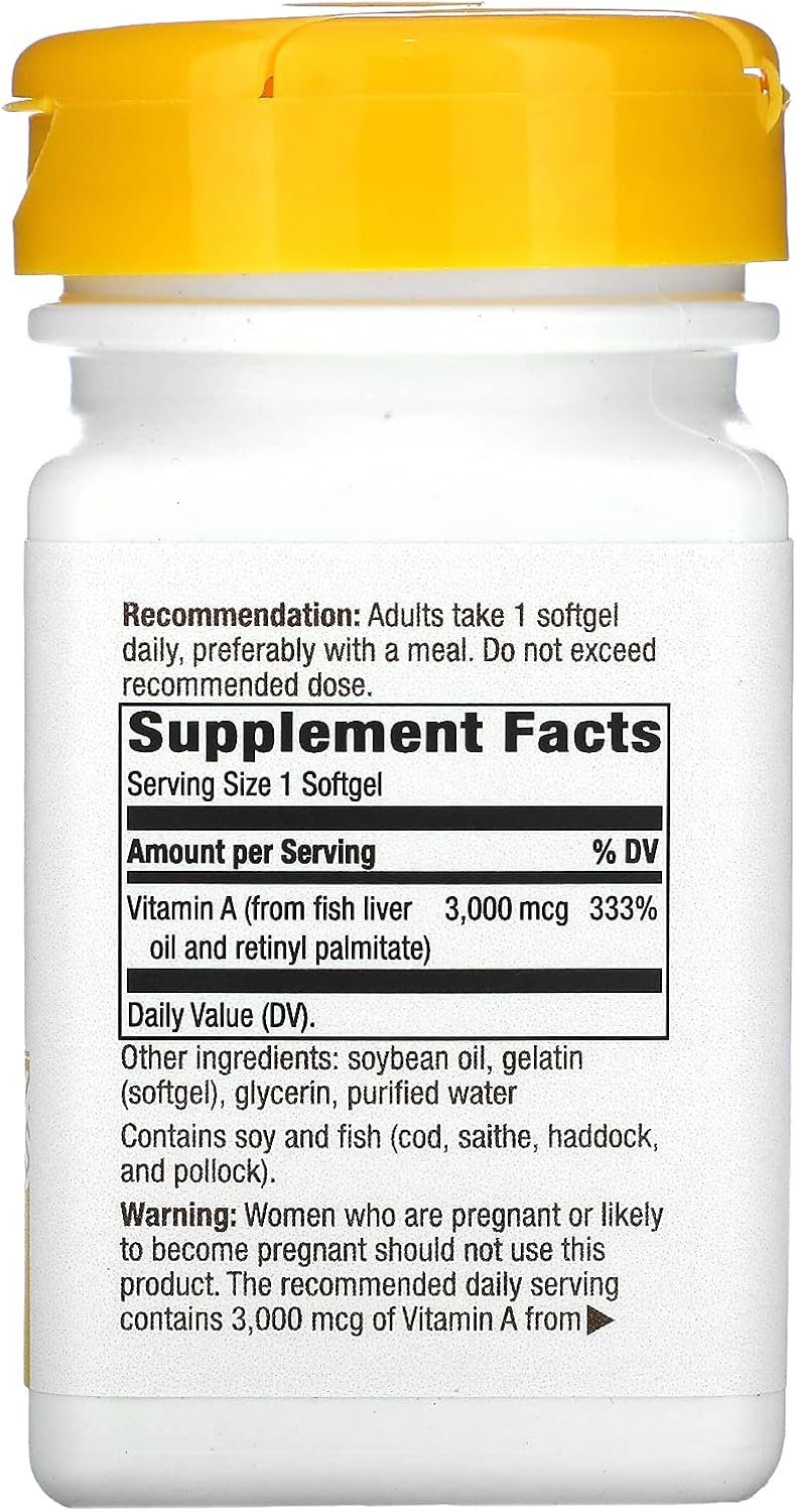 Nature's Way Vitamin A, High Potency, Supports Healthy Eye Function*, 3,000 mcg per Serving, 100 Softgels (Packaging May Vary)
