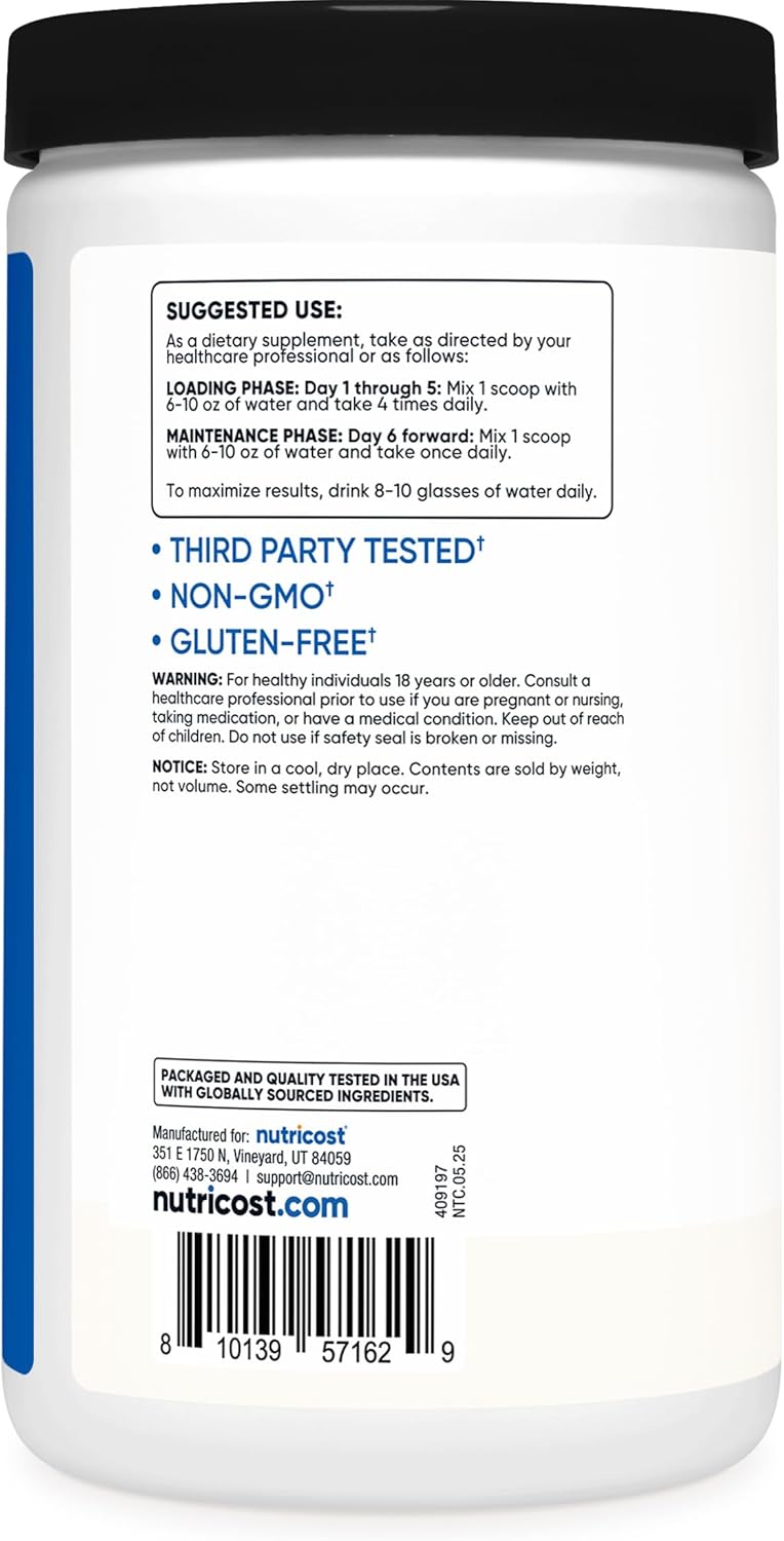 Nutricost Creatine Monohydrate Micronized Powder 500G, 5000mg Per Serv (5g) - 100 Servings, 17.9 Oz