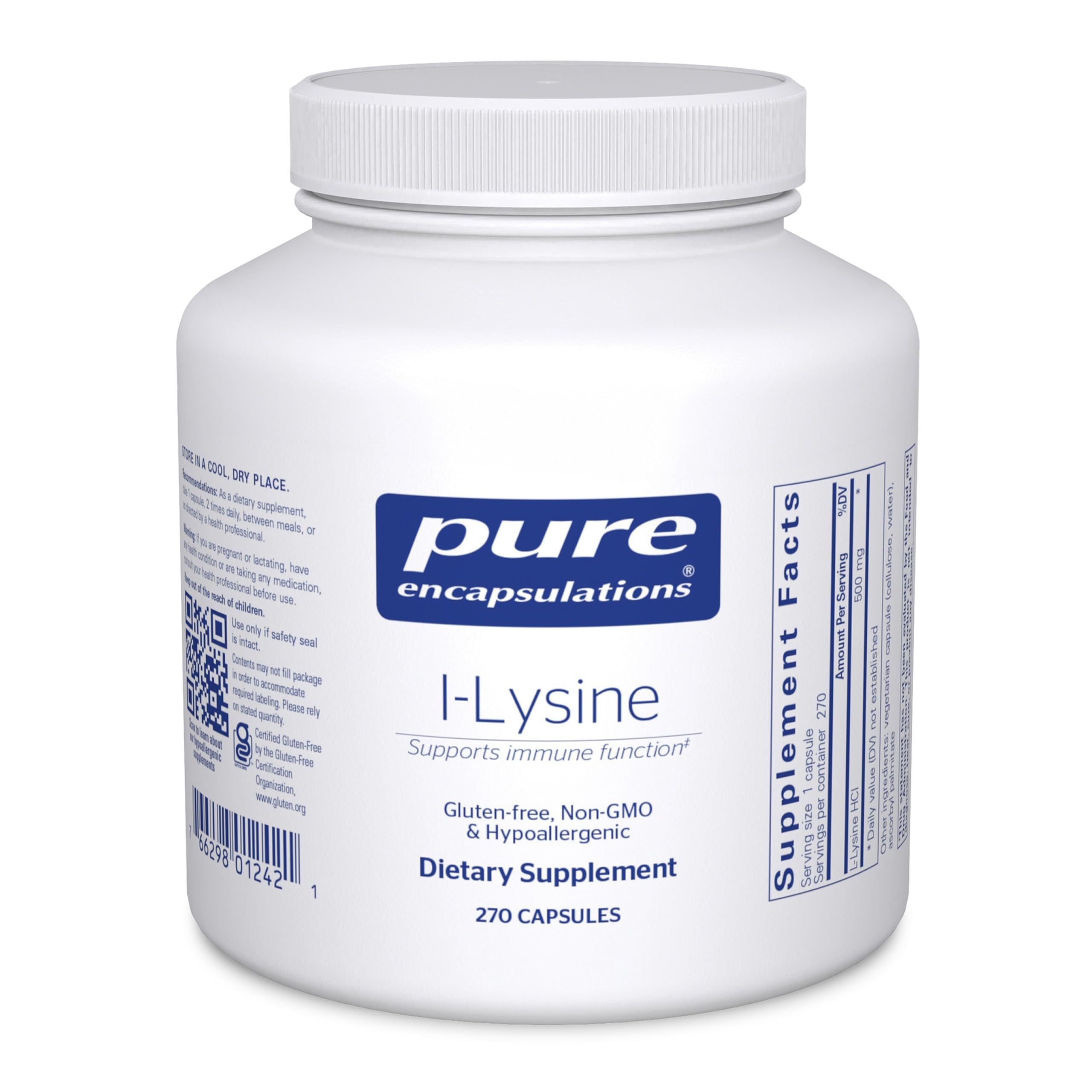 Pure Encapsulations L-Lysine - Essential Amino Acid Supplement for Immune Support & Gum, Lip Health* - with L-Lysine HCl - 90 Capsules