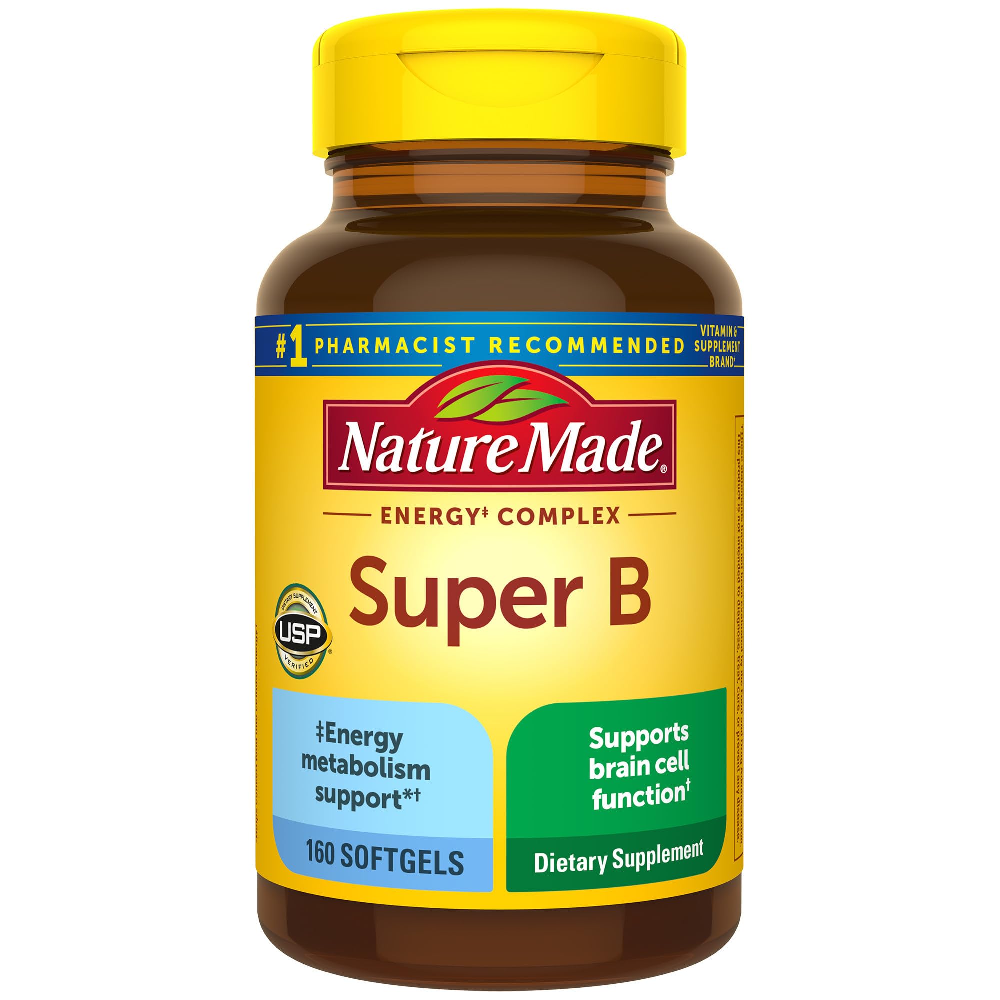 Nature Made Super B Energy Complex, Dietary Supplement for Brain Cell Function Support, 60 Softgels, 60 Day Supply