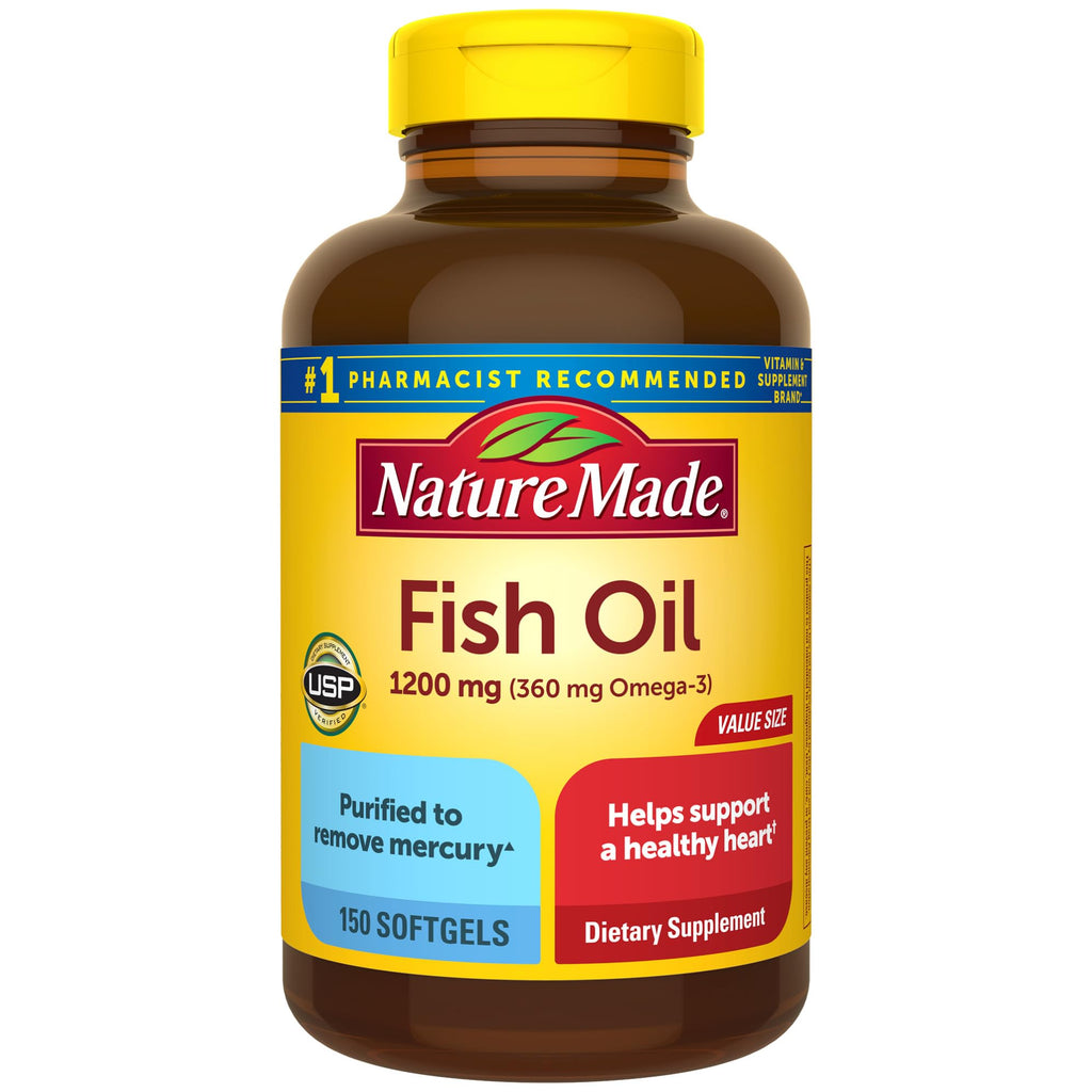 Nature Made Fish Oil Omega 3 Supplements, 1200 mg Softgels, Omega 3 Fish Oil for Healthy Heart Support, 230 Softgels, 115 Day Supply