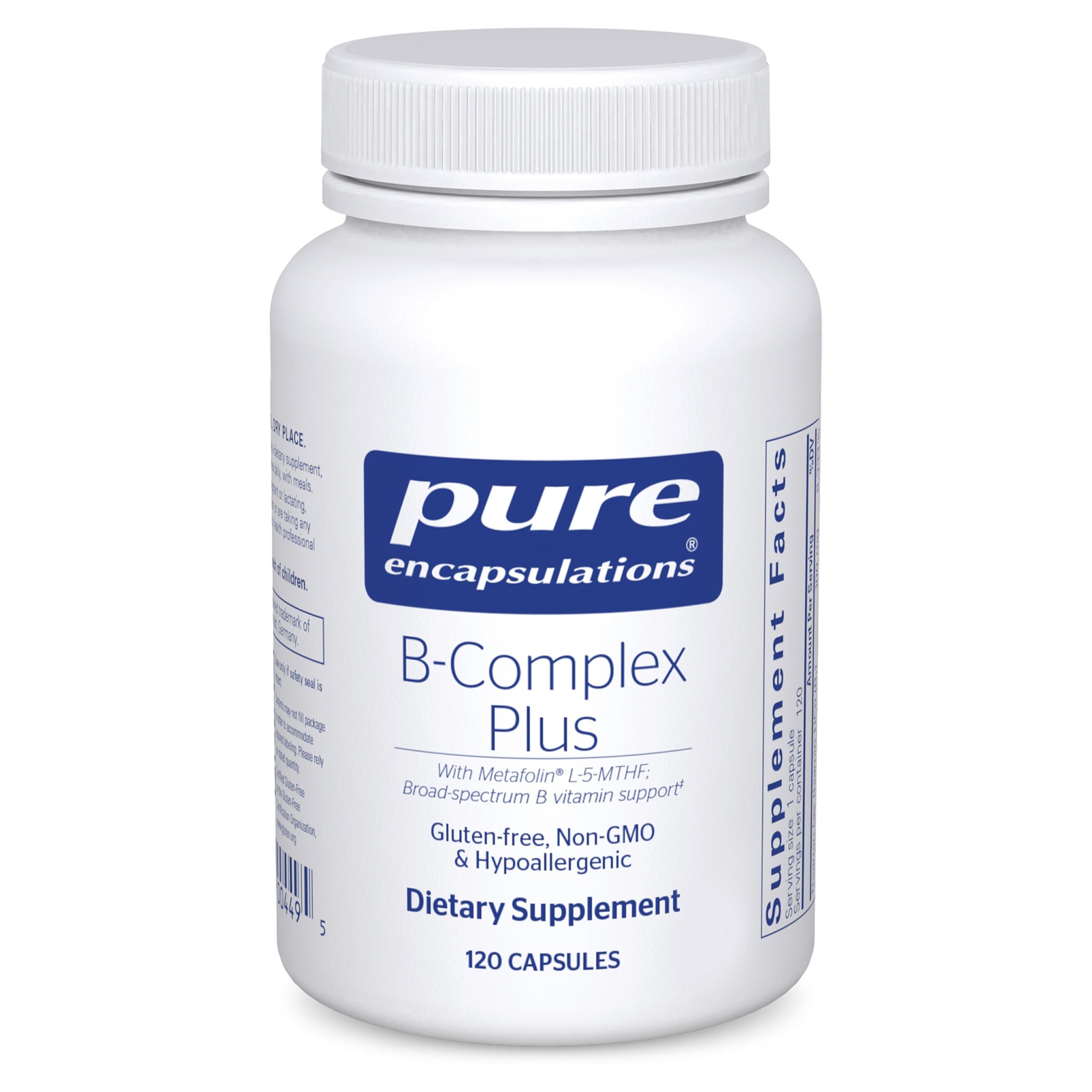 Pure Encapsulations B-Complex Plus - B Vitamins Supplement to Support Neurological Health, Cardiovascular Health, Energy Levels & Nervous System Support* - with Vitamin B12 & More - 60 Capsules
