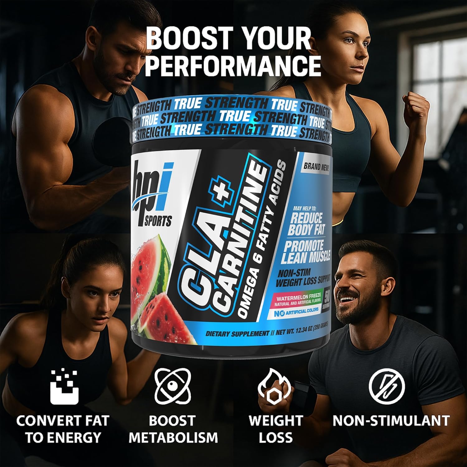 BPI Sports CLA+Carnitine – CLA L Carnitine & Linoleic Acid – L Carnitine Supplement for Weight Loss, Metabolism & Lean Muscle – Caffeine Free – Watermelon Freeze – 50 Servings – 12.34 oz