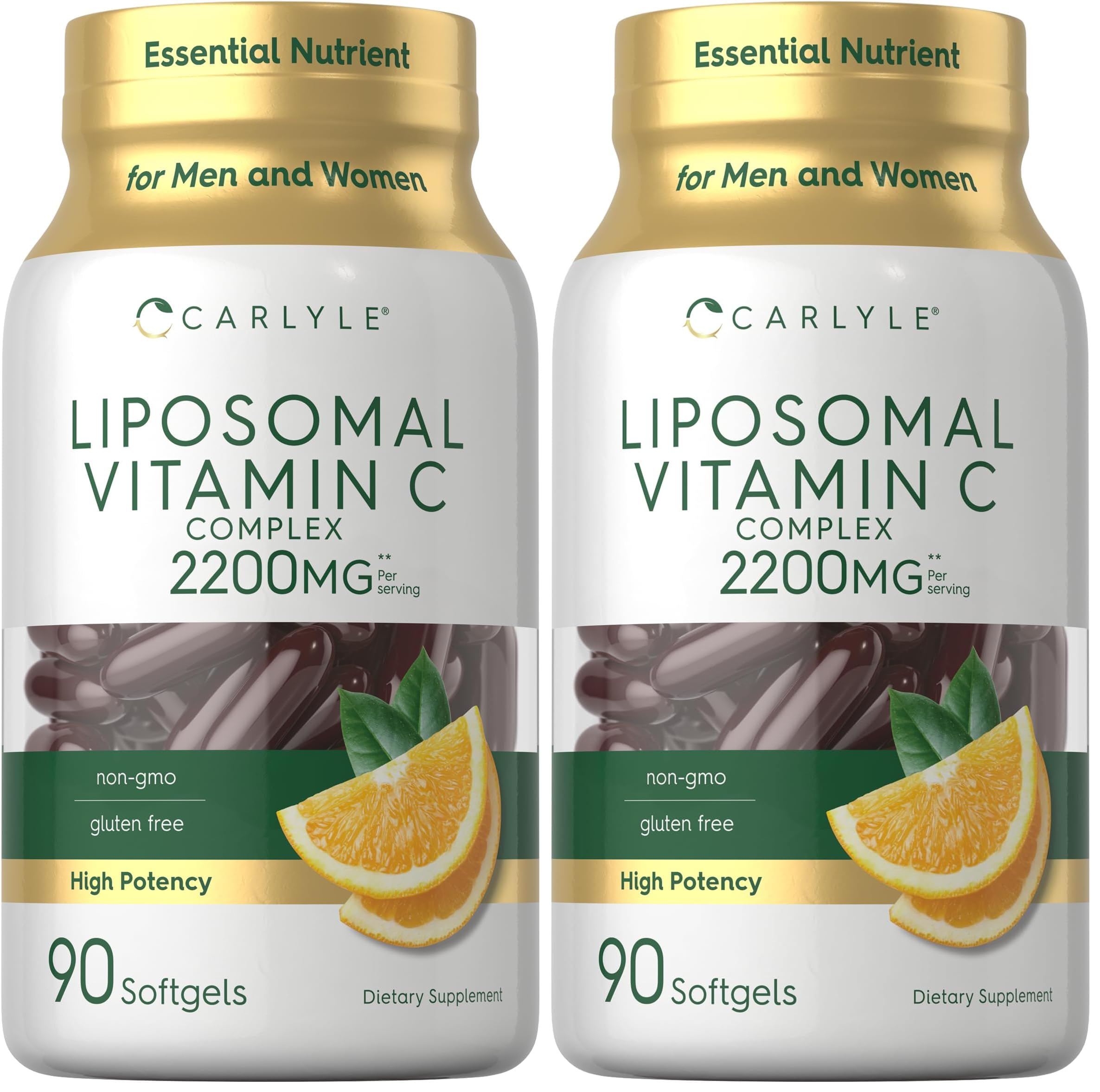 Carlyle Liposomal Vitamin C | 2200mg | 90 Softgel Capsules | High Potency Complex Supplement | Non-GMO, Gluten Free Packaging May Vary