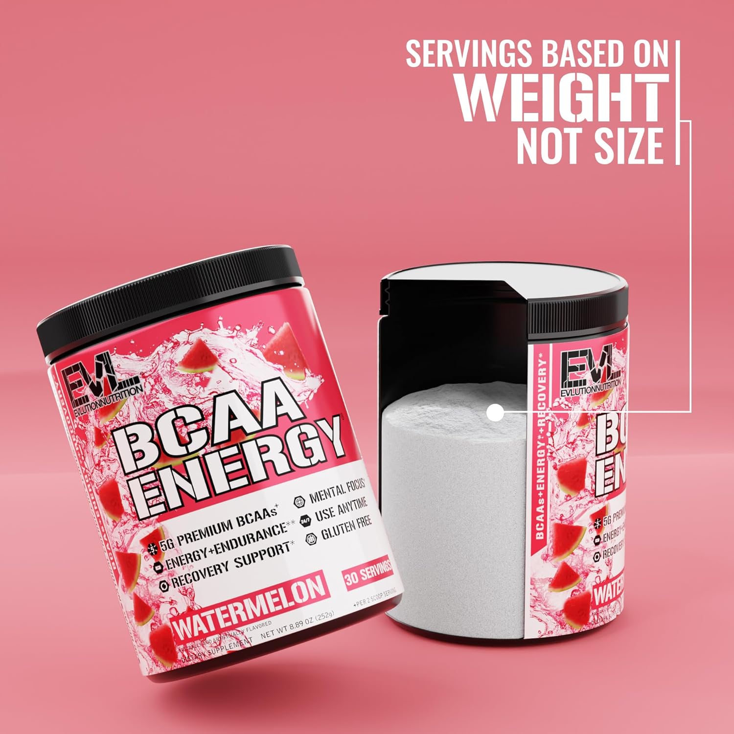 EVL BCAAs Amino Acids Powder - BCAA Energy Pre Workout Powder for Muscle Recovery Lean Growth and Endurance - Rehydrating Post Workout Recovery Drink with Natural Caffeine - Watermelon