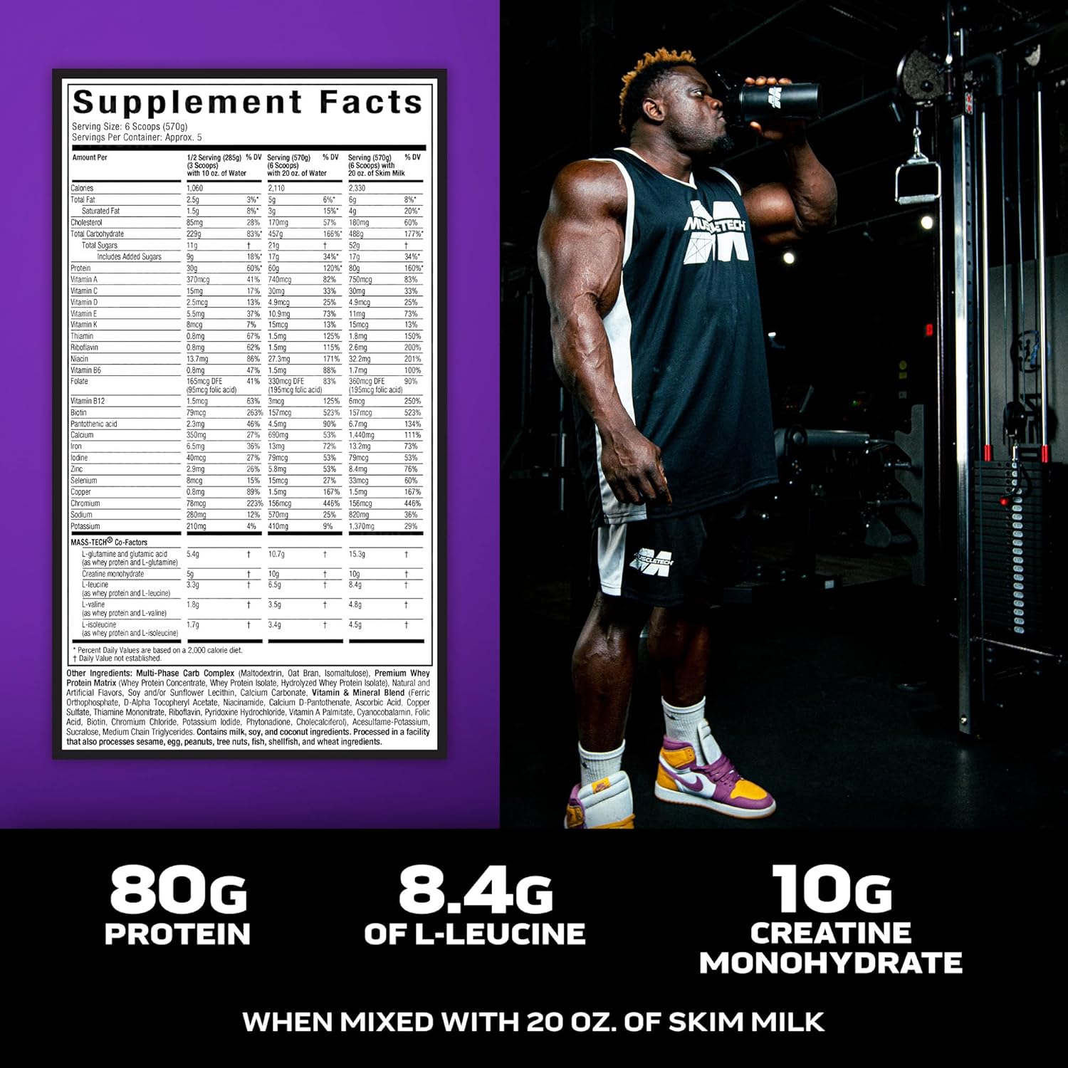 Muscletech High-Protein Mass Gainer (Vanilla Milkshake, 6LB) - Mass Tech Extreme 2000 Mass Gainer Protein Powder Supplement - Weight Gainer for Increase Muscle & Enhanced Recovery - Packaging May Vary