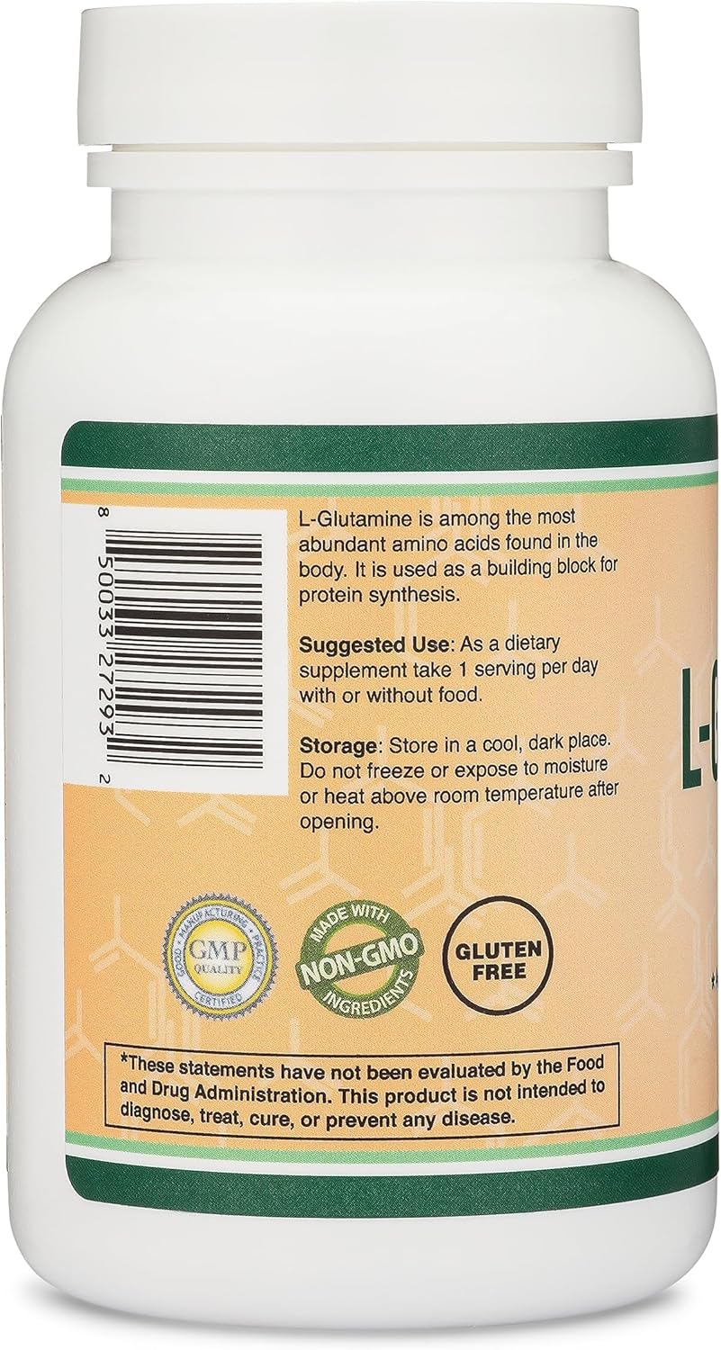L Glutamine Capsules - (1000mg Servings, 120 Capsules) Non-GMO, Gluten Free, Keto Safe, Vegan Friendly, Third Party Tested (for Endurance and Gut Health) by Double Wood
