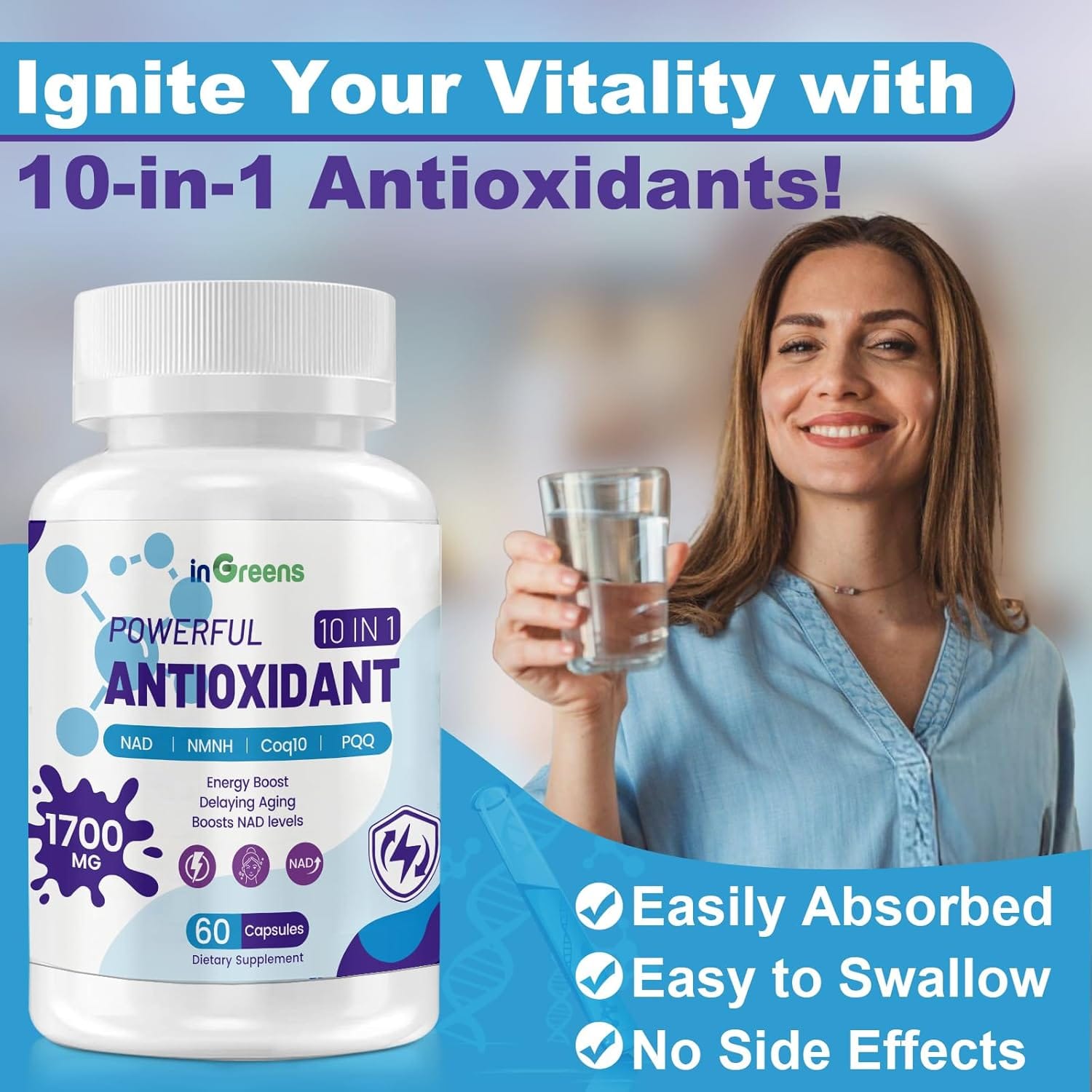 Antioxidants Supplement, 1700MG - 60 Capsulas