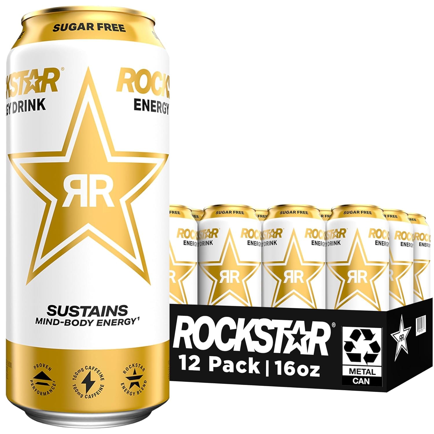 Rockstar bebida energética sin azúcar, latas de 16 onzas (paquete de 12)