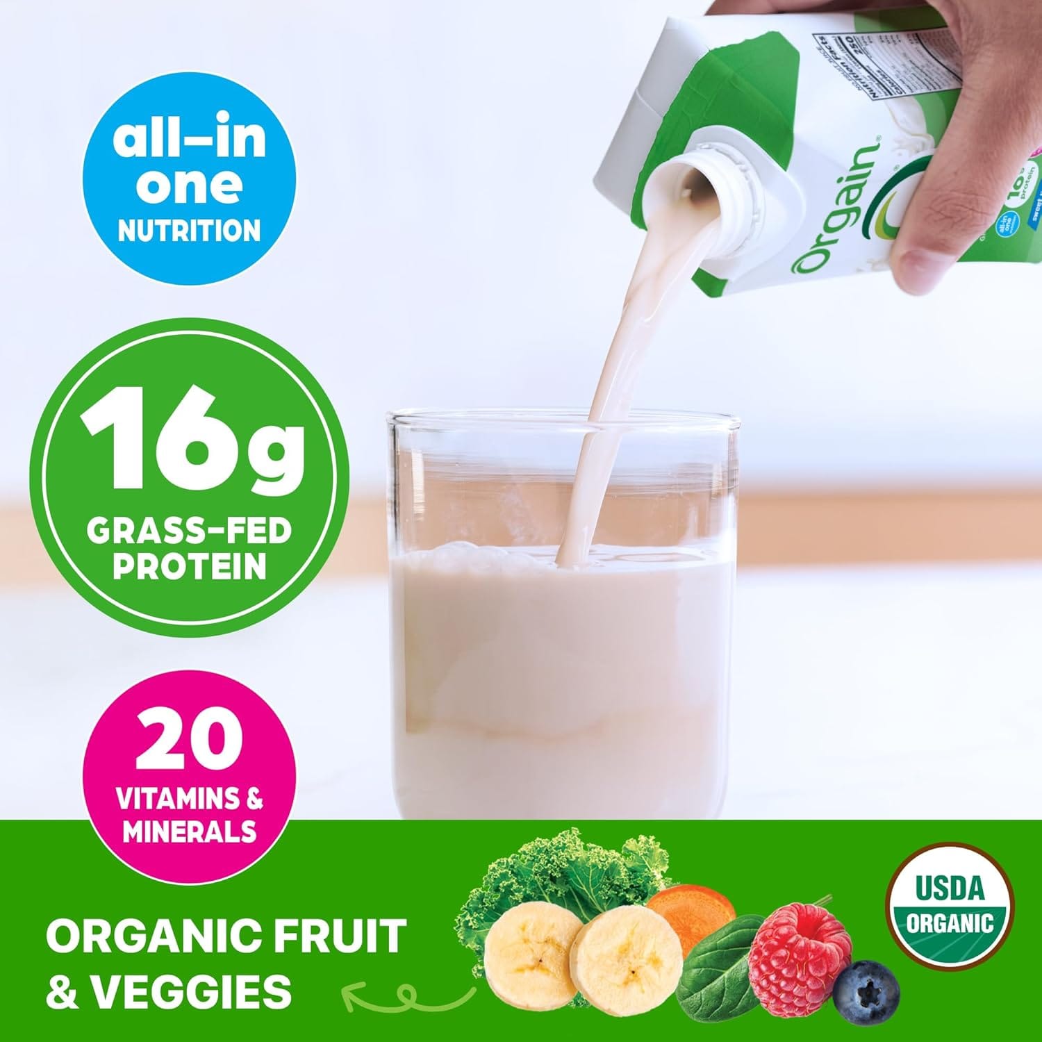 Orgain Batido de Proteína Nutricional Orgánico 16 g Proteína de suero - 12 Embalaje