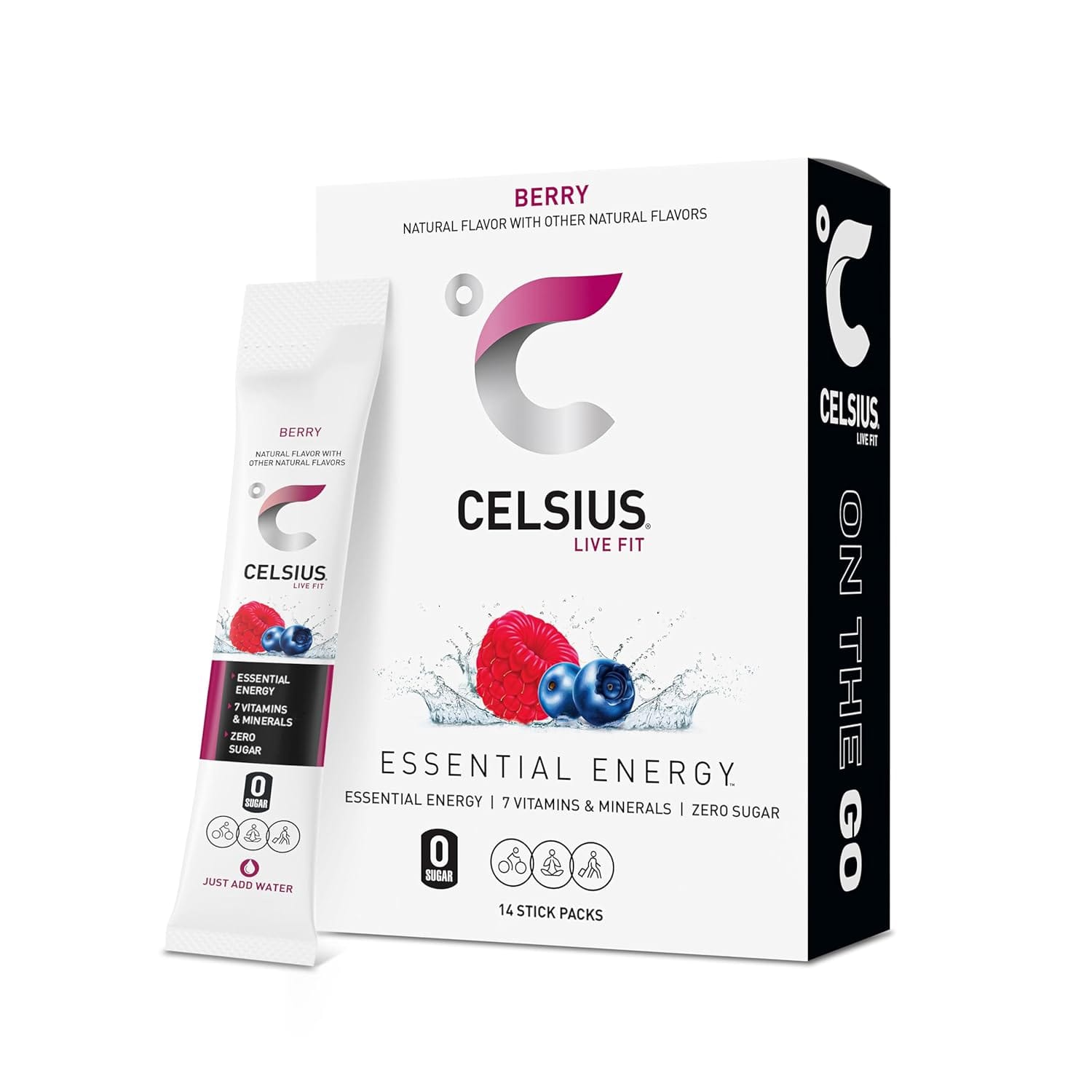 CELSIUS On-the-Go Powder Stick Packs, Zero Sugar - Pack of 14