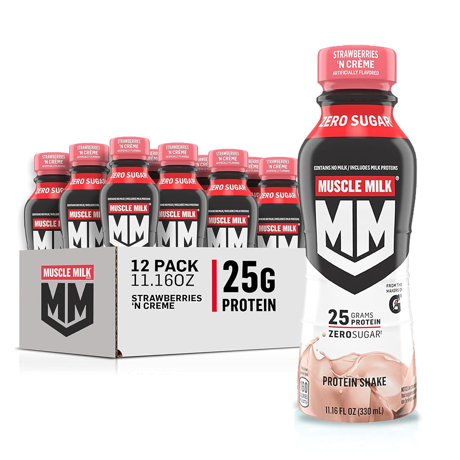 Muscle Milk Batido Genuino, Fresa (paquete de 12)