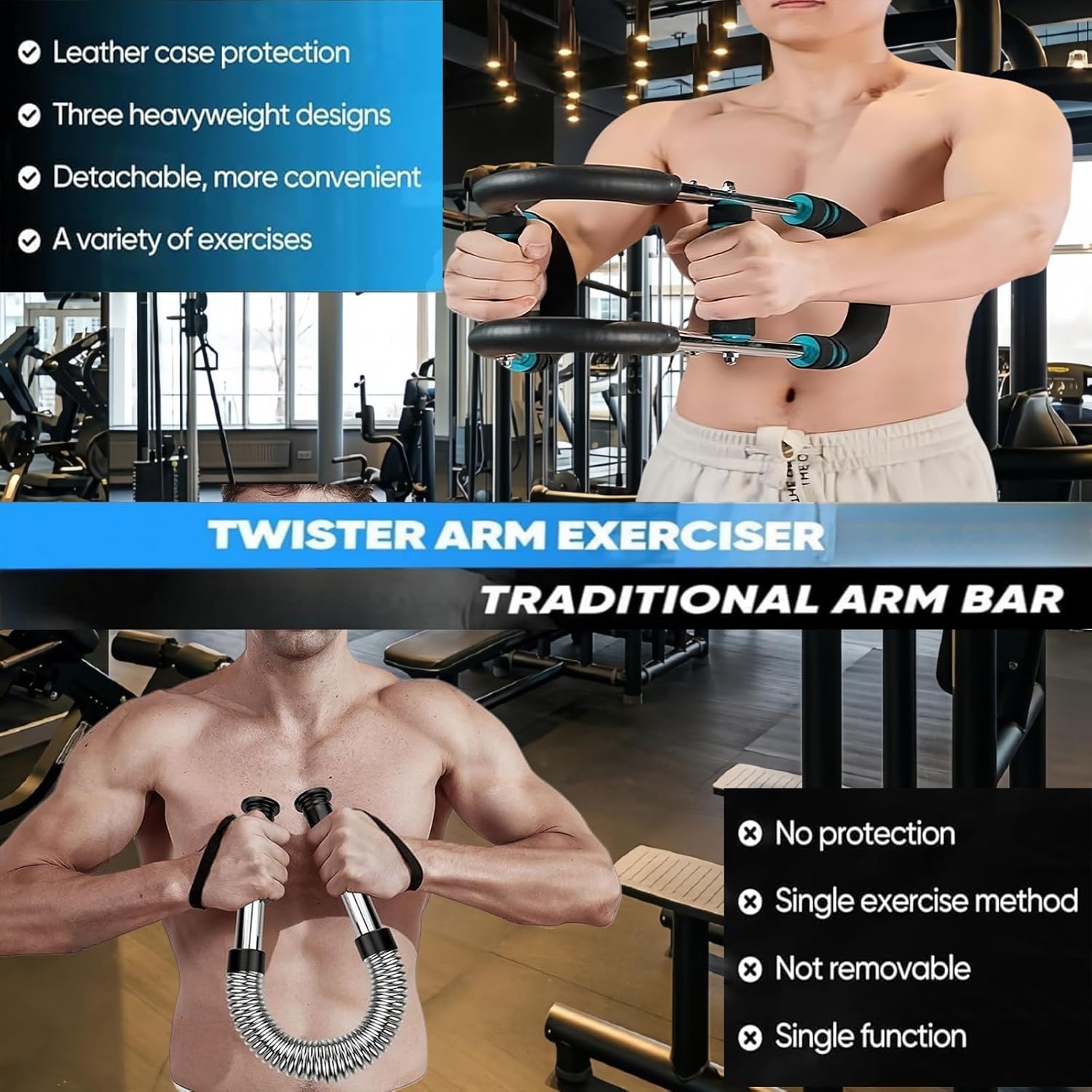 Entrenador de Brazo Twister, Equipo de Entrenamiento de Pecho Ajustable de 40-120 lb
