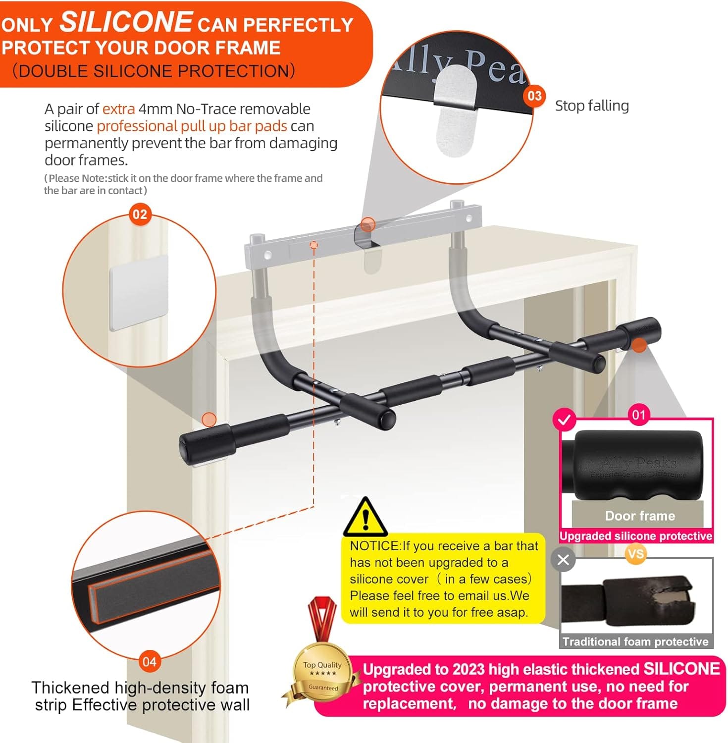 Barra de dominadas para puerta | Límite máximo de acero engrosado 440 lbs